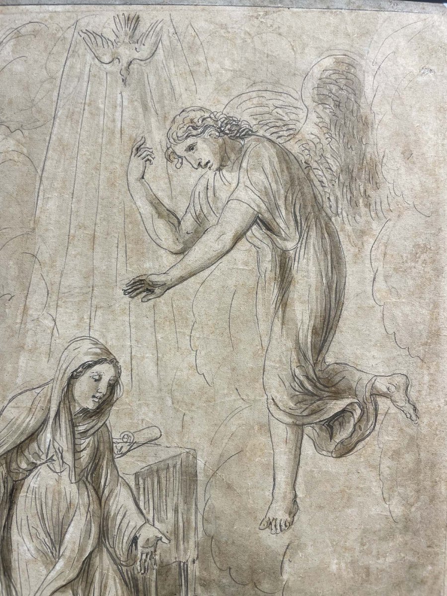 Luigi Ademollo, Annunciazione, inchiostro e grafite su carta, firmato, 1843-photo-2