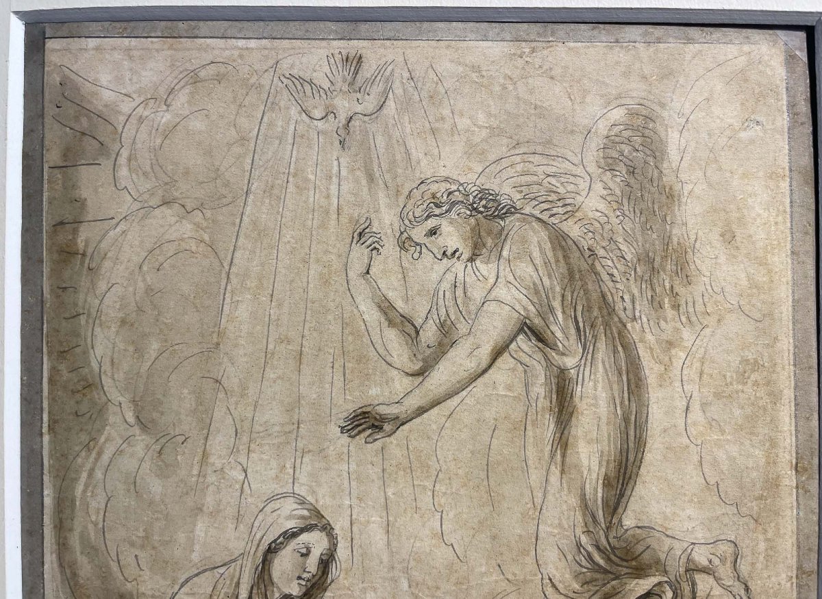Luigi Ademollo, Annunciazione, inchiostro e grafite su carta, firmato, 1843-photo-3