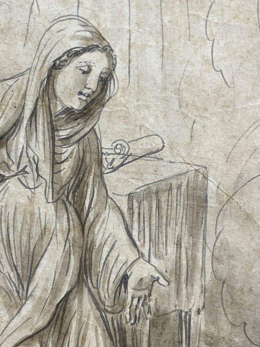 Luigi Ademollo, Annunciazione, inchiostro e grafite su carta, firmato, 1843-photo-2
