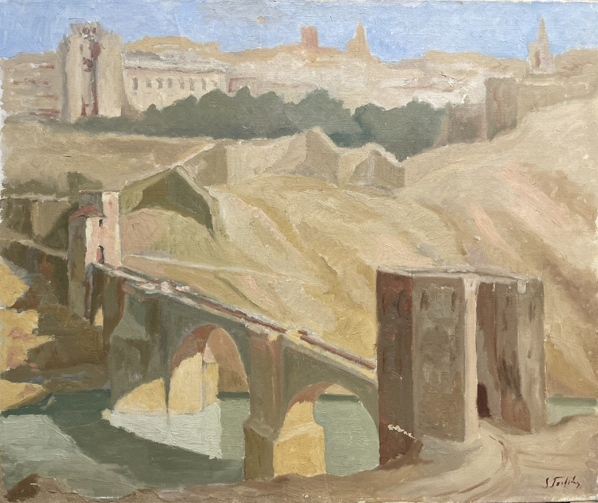 Veduta di Toledo, Spagna – Ponte sul Tago (Puente de San Martín), circa 1935–1936