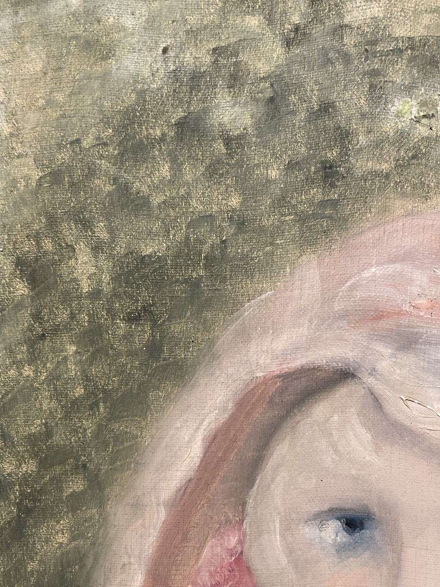 Seguace di Marie Laurencin, ritratto femminile con rosa, olio su tela, ca. 1929, 34,5 x 40,5 cm-photo-3