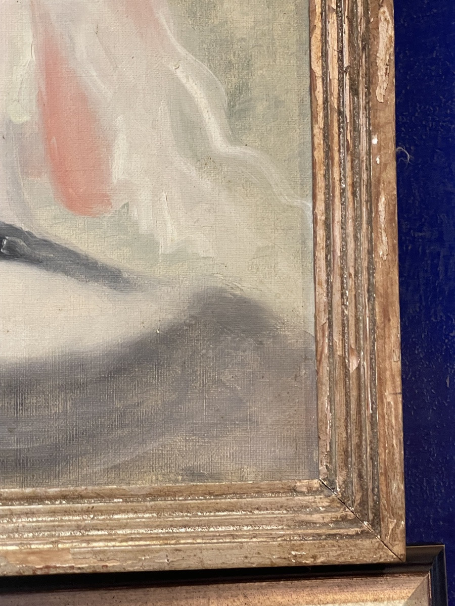 Seguace di Marie Laurencin, ritratto femminile con rosa, olio su tela, ca. 1929, 34,5 x 40,5 cm-photo-5