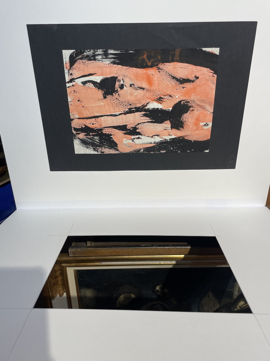 Anja Decker, pittura astratta gestuale a tempera su carta, anni ’50 – 29,5 x 21 cm -photo-1