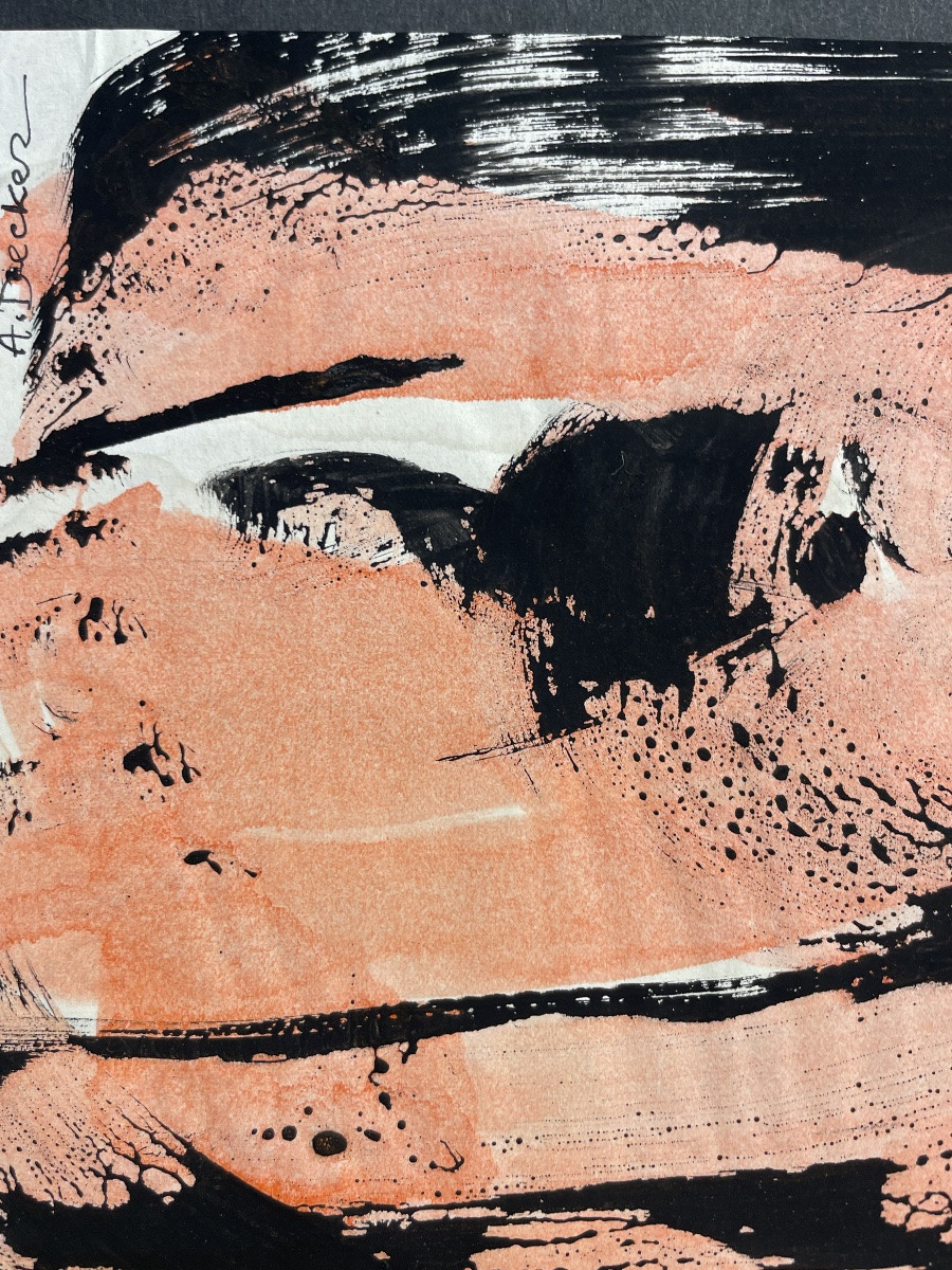 Anja Decker, pittura astratta gestuale a tempera su carta, anni ’50 – 29,5 x 21 cm -photo-5