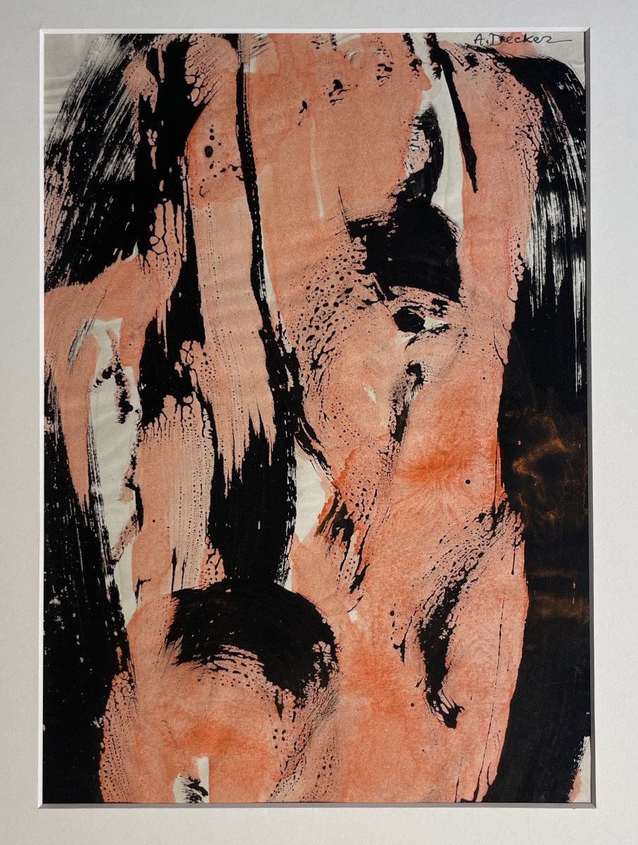 Anja Decker, pittura astratta gestuale a tempera su carta, anni ’50 – 29,5 x 21 cm 