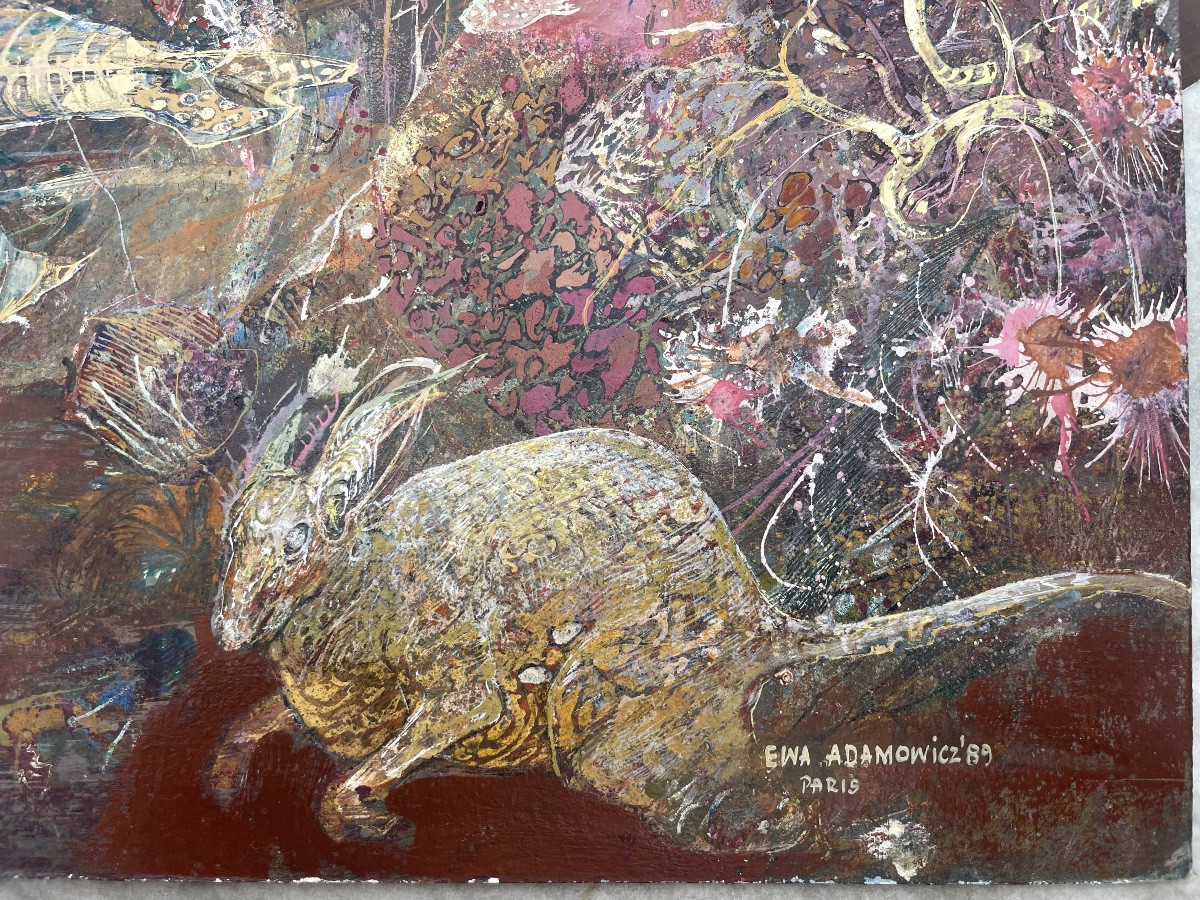 Ewa Adamowicz, Composizione con forme fossili e centauro, Parigi 1989  -photo-3