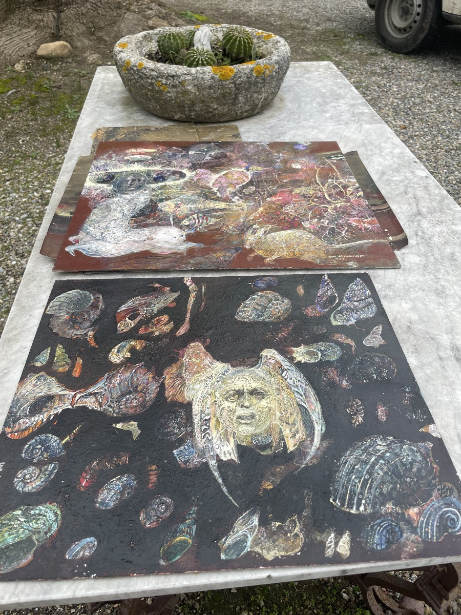 Ewa Adamowicz, Composizione con forme fossili e centauro, Parigi 1989  -photo-6