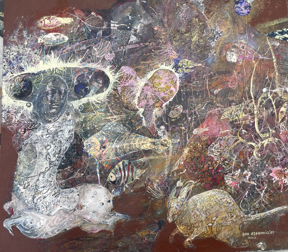 Ewa Adamowicz, Composizione con forme fossili e centauro, Parigi 1989  