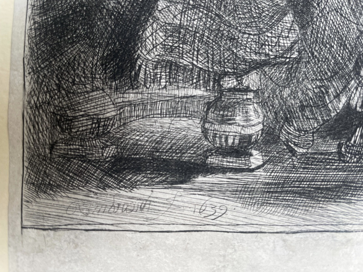 Rembrandt, Il transito della Madonna, stampa antica terzo stato da lastra 1639 -photo-1