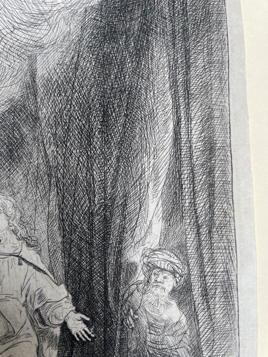 Rembrandt, Il transito della Madonna, stampa antica terzo stato da lastra 1639 -photo-7