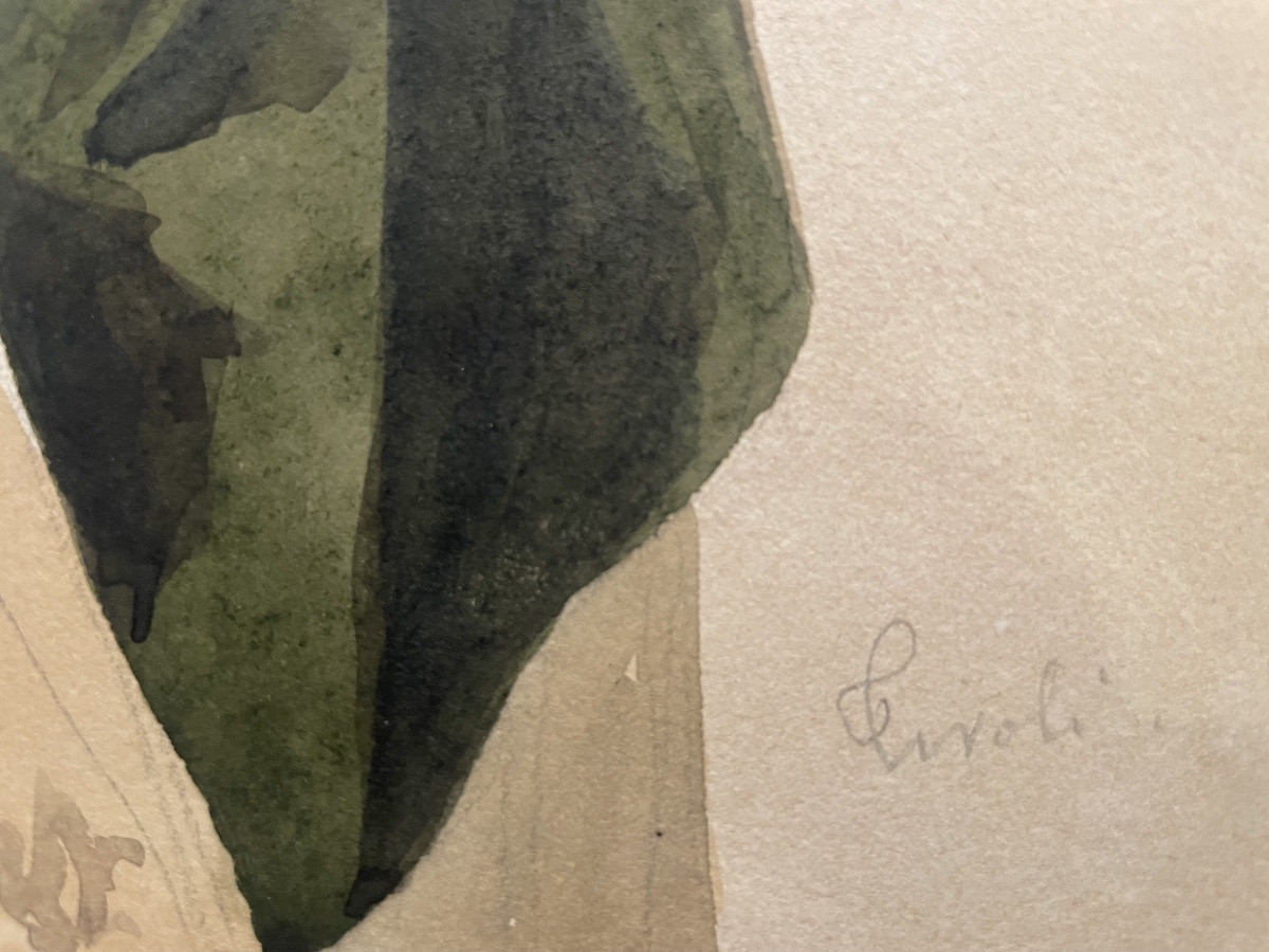 Contadina della Campagna romana, Tivoli, XIX secolo. Acquarello.  Cm 29 x 21,5-photo-3