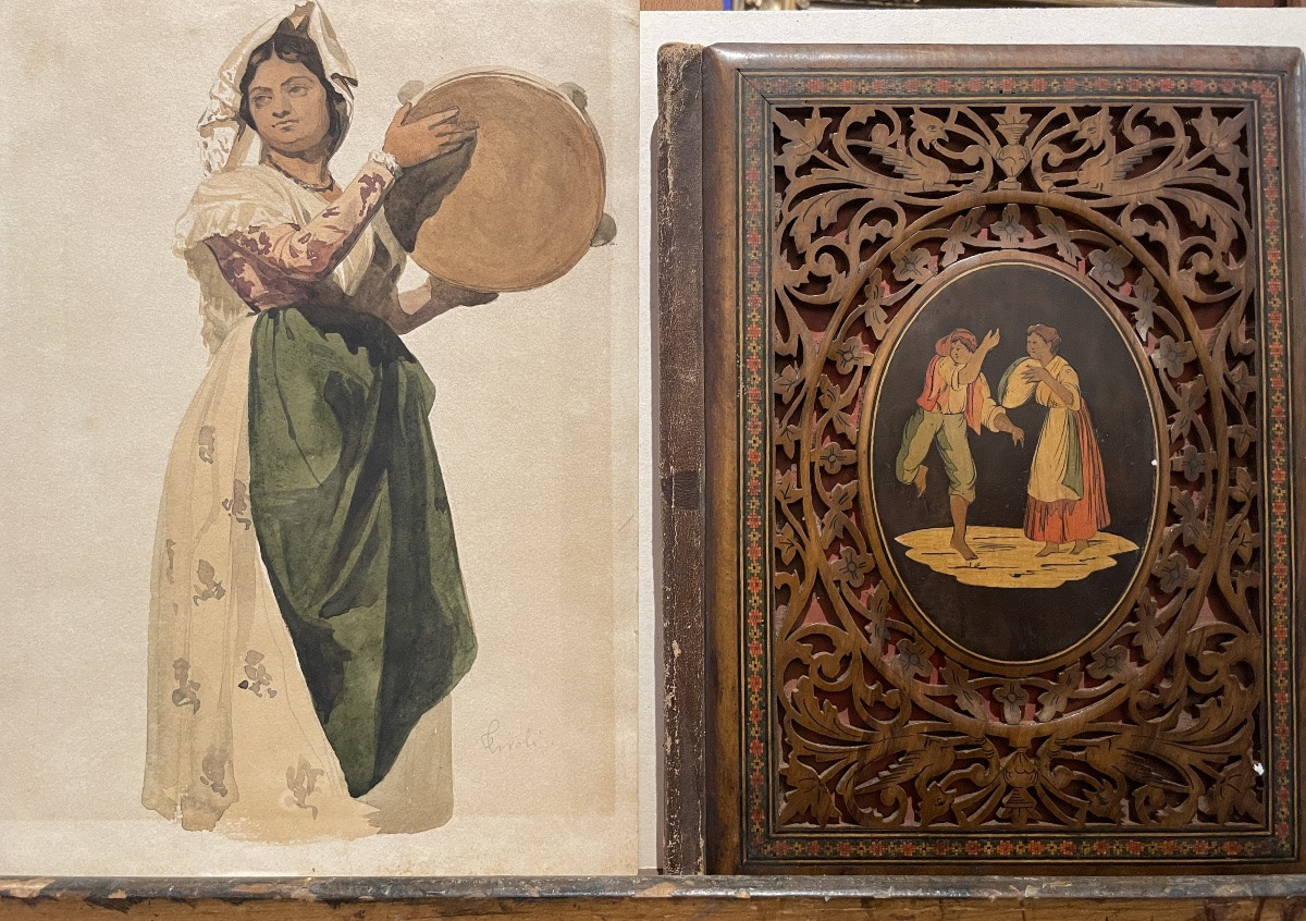 Contadina della Campagna romana, Tivoli, XIX secolo. Acquarello.  Cm 29 x 21,5-photo-7