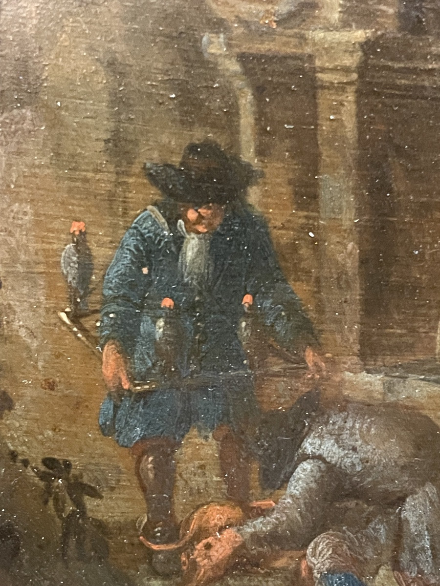 Andreas Martin pittore-antiquario (1699–1763), caccia con falchi incappucciati, olio su rame-photo-2