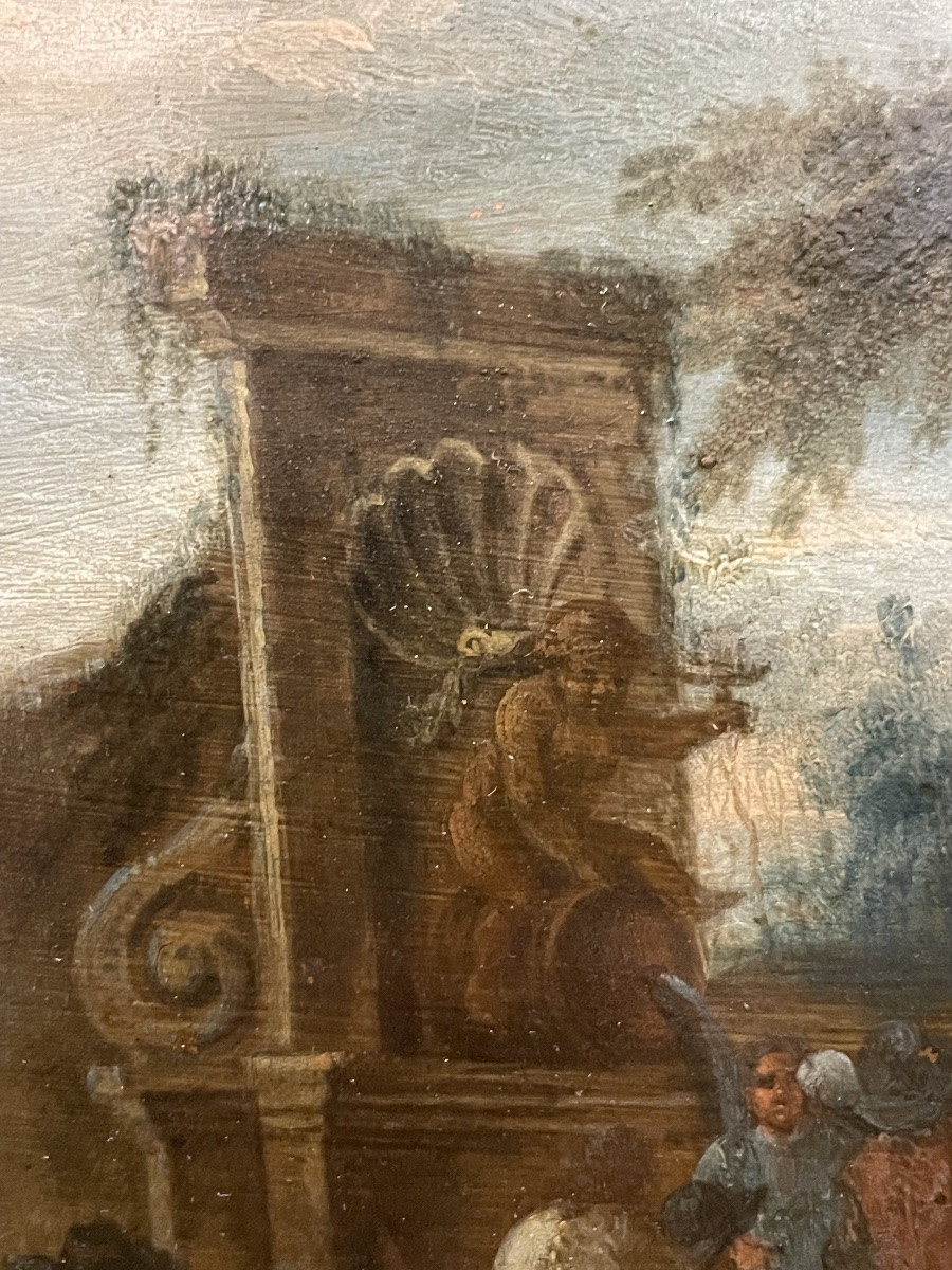 Andreas Martin pittore-antiquario (1699–1763), caccia con falchi incappucciati, olio su rame-photo-4