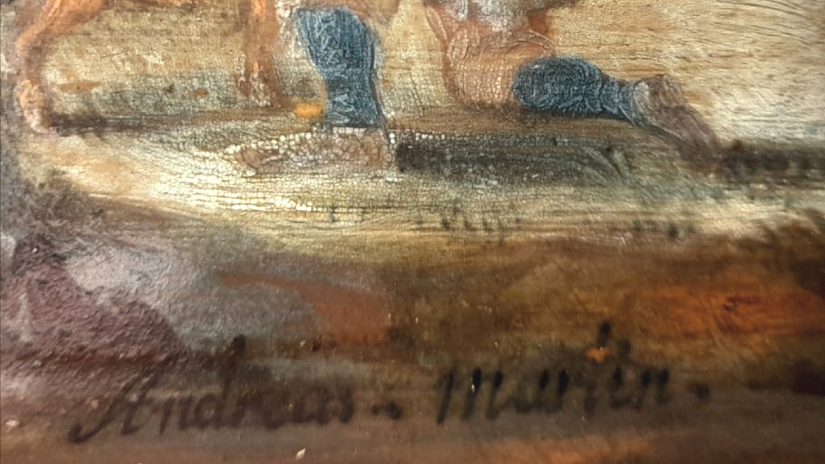 Andreas Martin pittore-antiquario (1699–1763), caccia con falchi incappucciati, olio su rame-photo-3