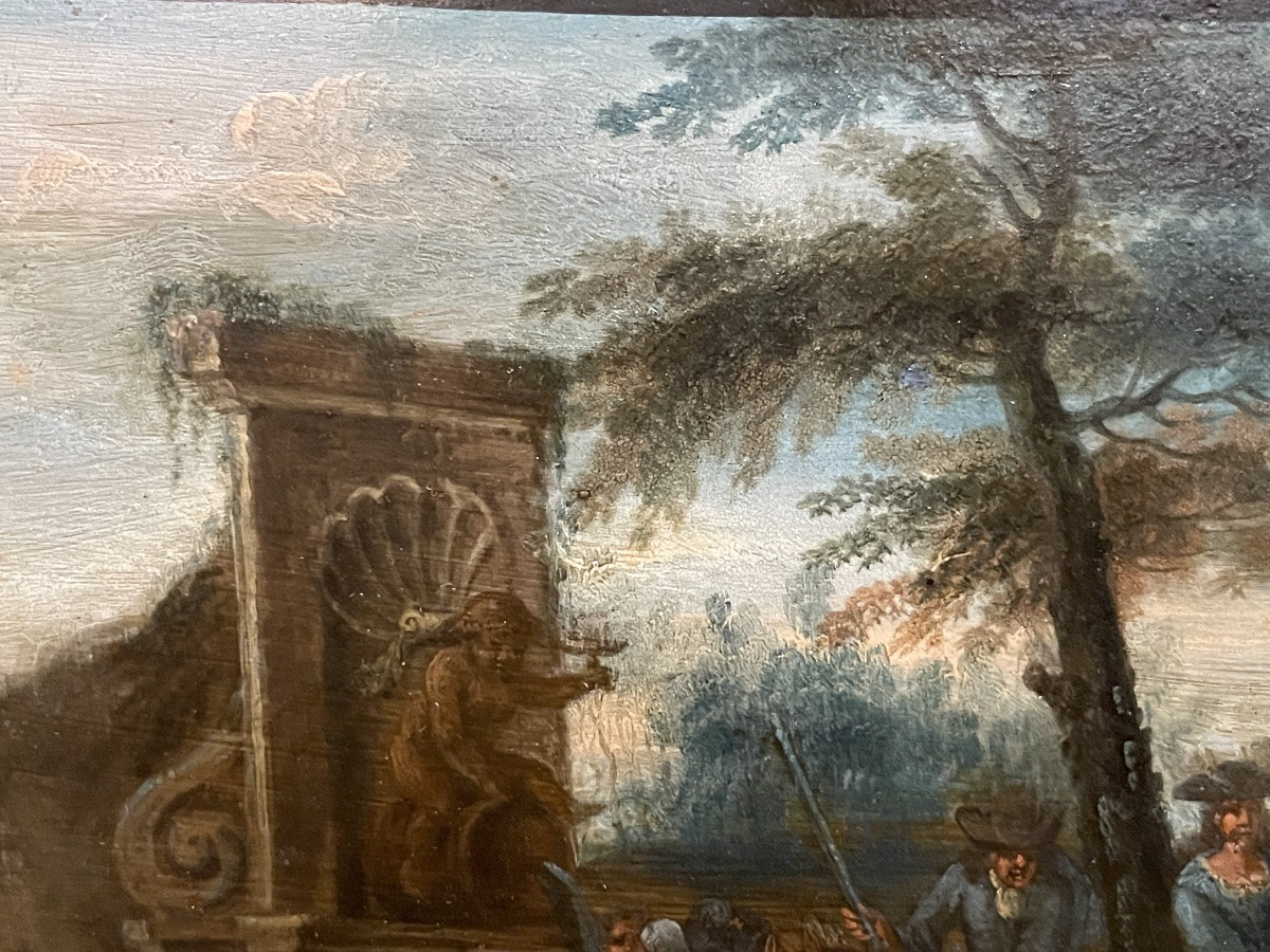 Andreas Martin pittore-antiquario (1699–1763), caccia con falchi incappucciati, olio su rame-photo-7