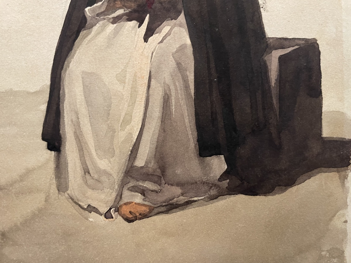 Monaco della Campagna Romana, dalla serie “Costumes italiens”, XIX secolo. Acquerello.  -photo-4