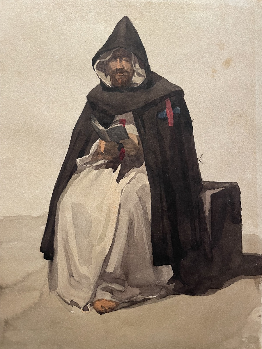 Monaco della Campagna Romana, dalla serie “Costumes italiens”, XIX secolo. Acquerello.  