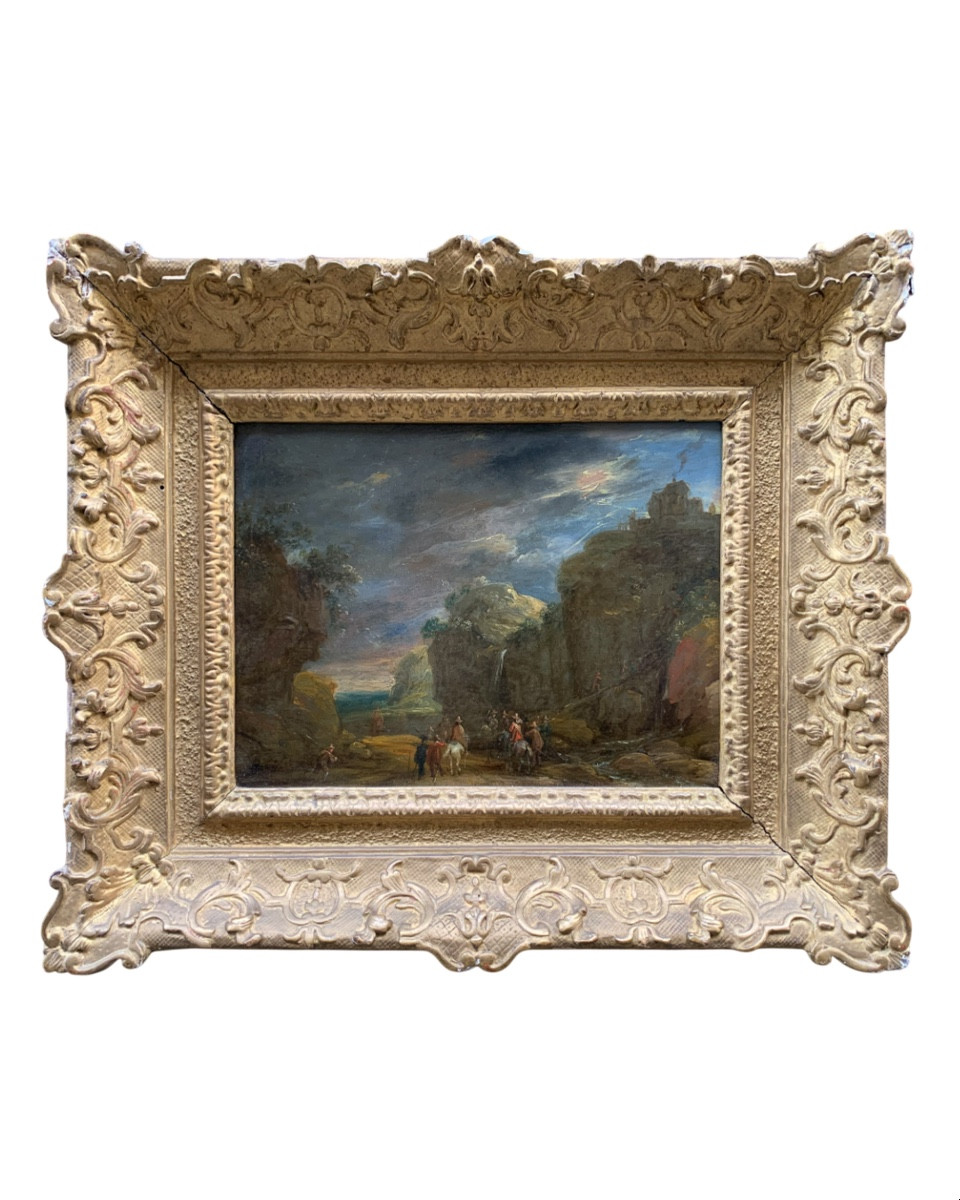 Coppia dipinti su rame, marcia militare con cavalleria. Adam Frans van der Meulen, XVII secolo-photo-2