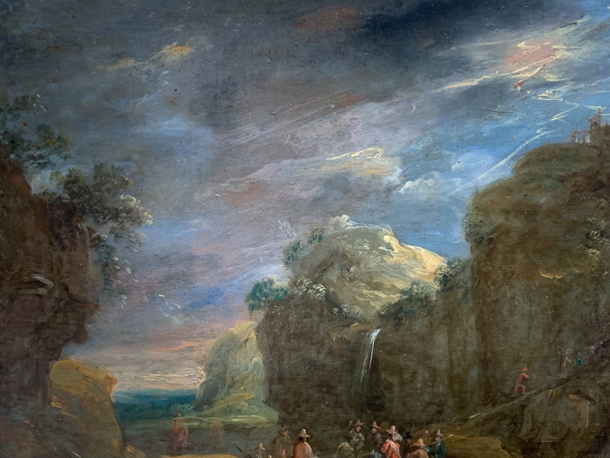 Coppia dipinti su rame, marcia militare con cavalleria. Adam Frans van der Meulen, XVII secolo-photo-2