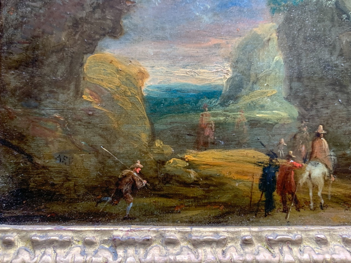 Coppia dipinti su rame, marcia militare con cavalleria. Adam Frans van der Meulen, XVII secolo-photo-3