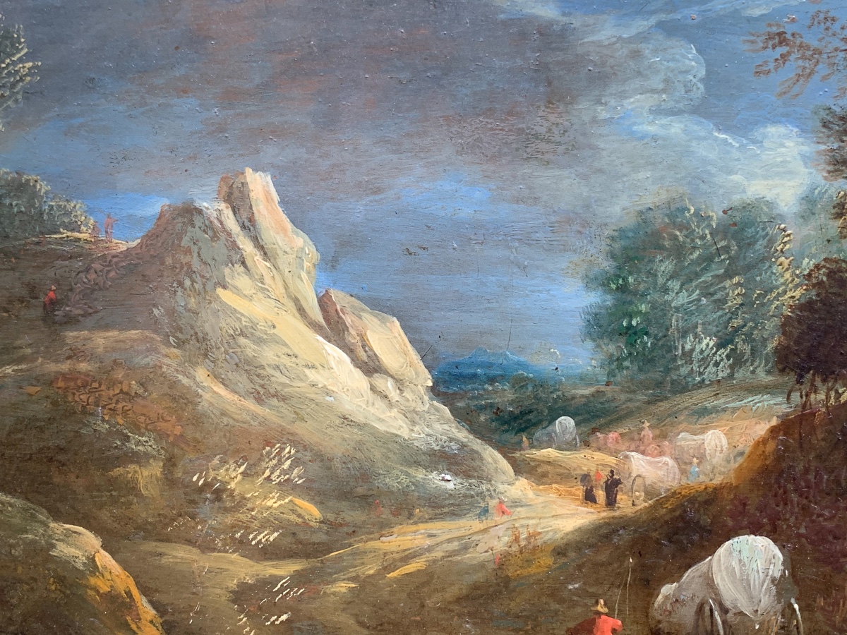 Coppia dipinti su rame, marcia militare con cavalleria. Adam Frans van der Meulen, XVII secolo-photo-6