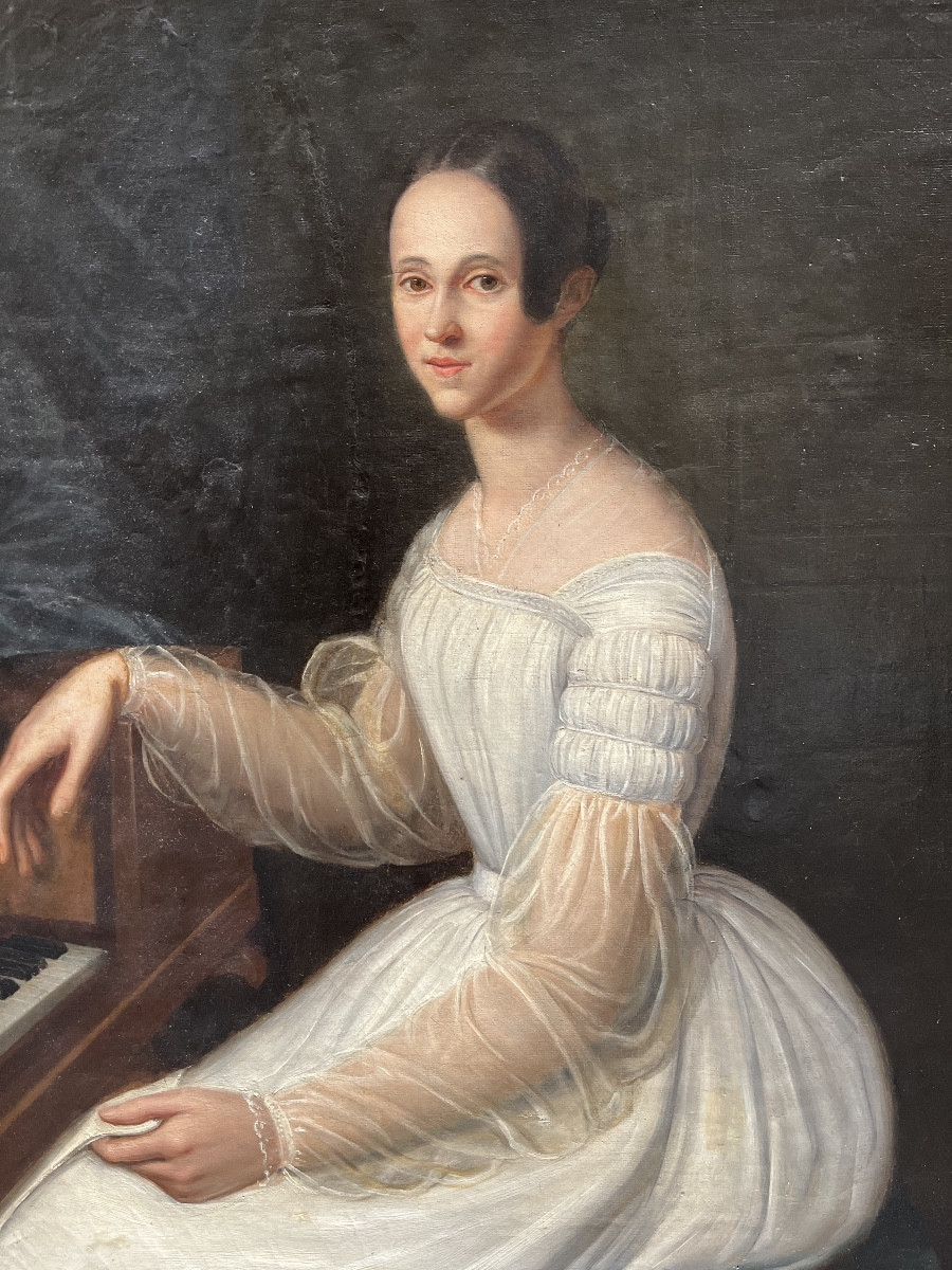 Ritratto di giovane donna al pianoforte da tavolo, circa 1830-photo-4