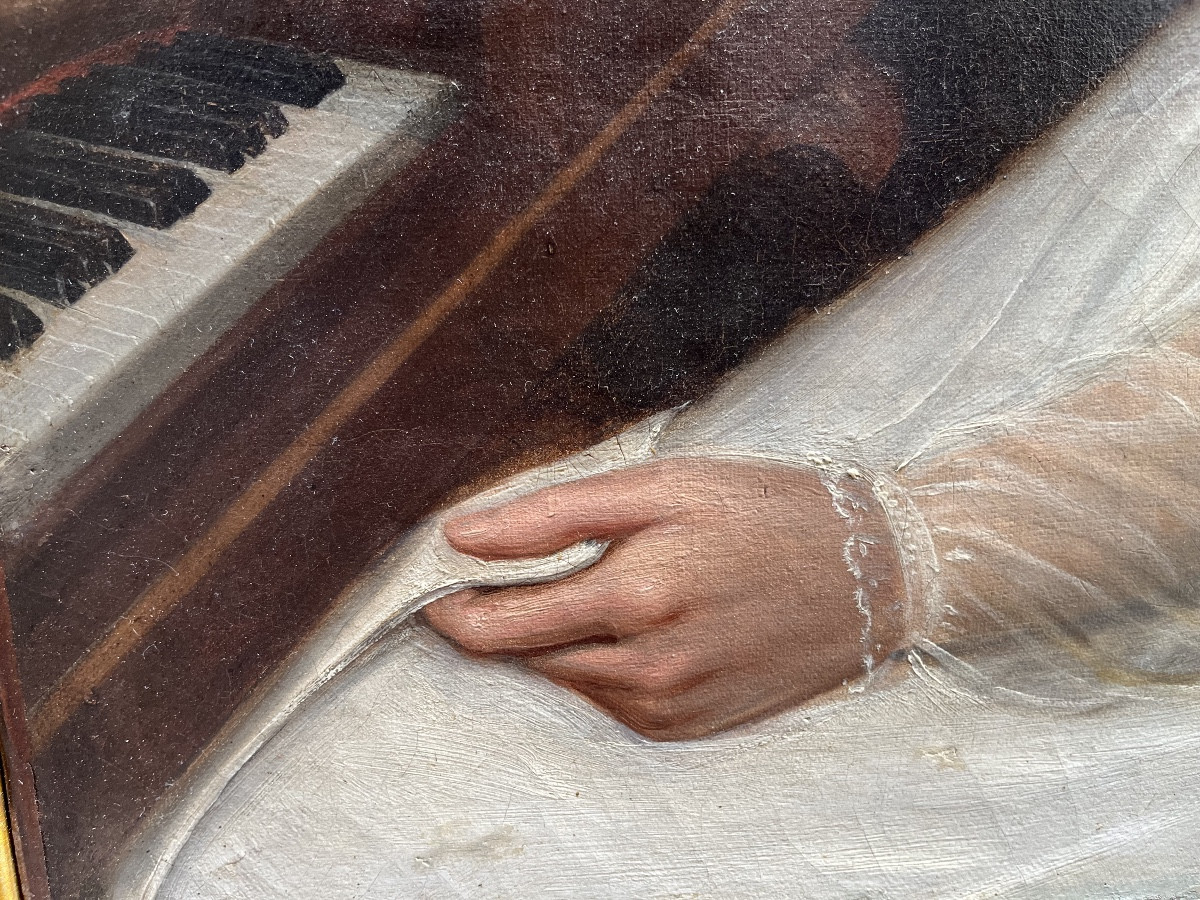 Ritratto di giovane donna al pianoforte da tavolo, circa 1830-photo-1