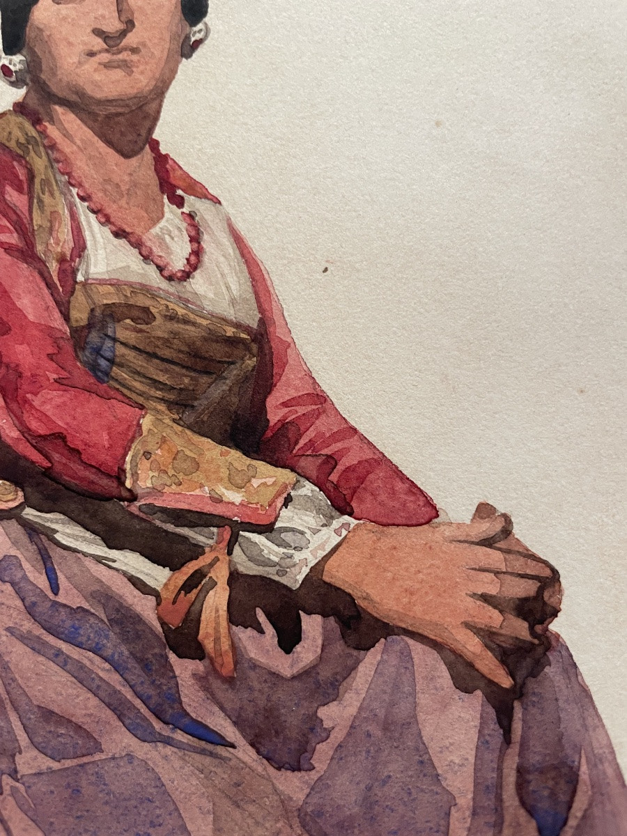 Donna di Capri, dalla serie “Costumi italiani”, XIX secolo. Acquerello.  Acquerello e matita -photo-2