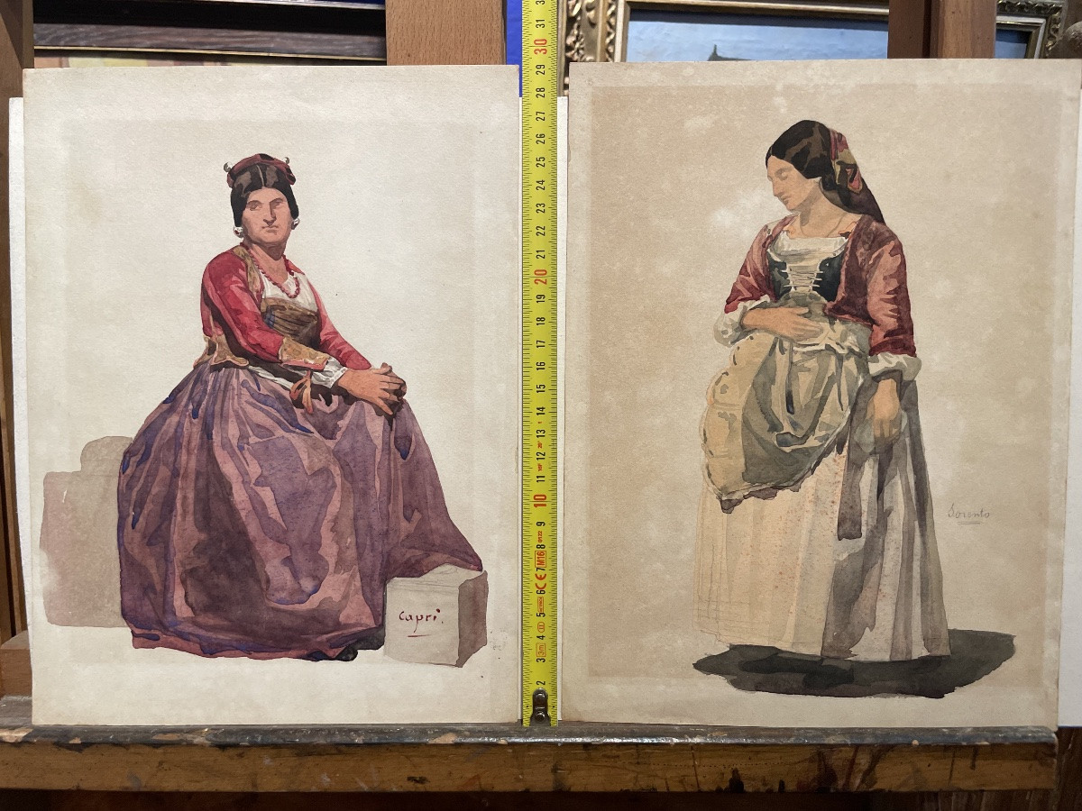 Donna di Capri, dalla serie “Costumi italiani”, XIX secolo. Acquerello.  Acquerello e matita -photo-1