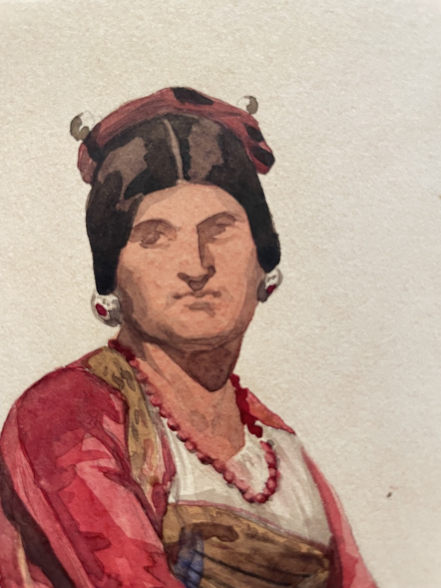 Donna di Capri, dalla serie “Costumi italiani”, XIX secolo. Acquerello.  Acquerello e matita -photo-2