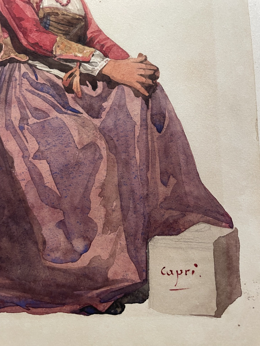 Donna di Capri, dalla serie “Costumi italiani”, XIX secolo. Acquerello.  Acquerello e matita -photo-3
