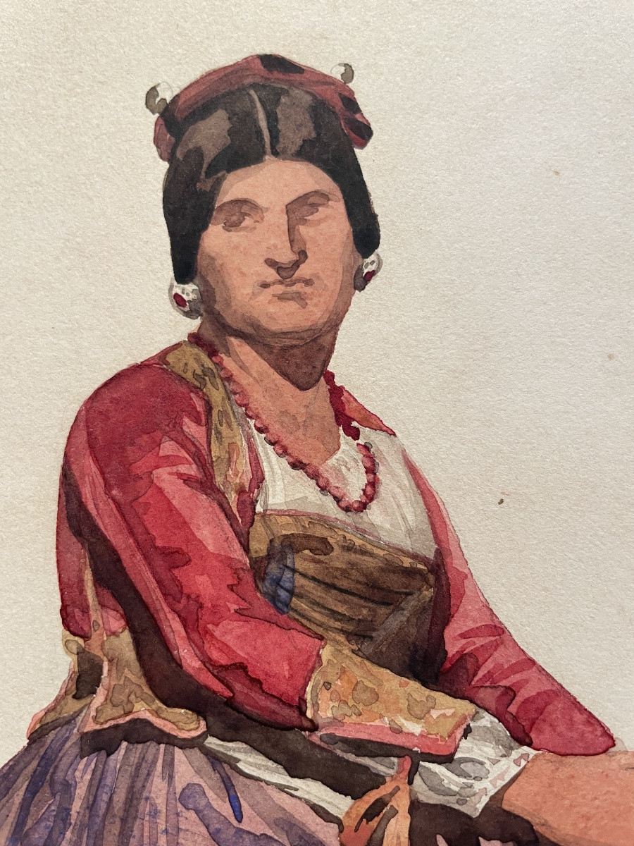 Donna di Capri, dalla serie “Costumi italiani”, XIX secolo. Acquerello.  Acquerello e matita -photo-4