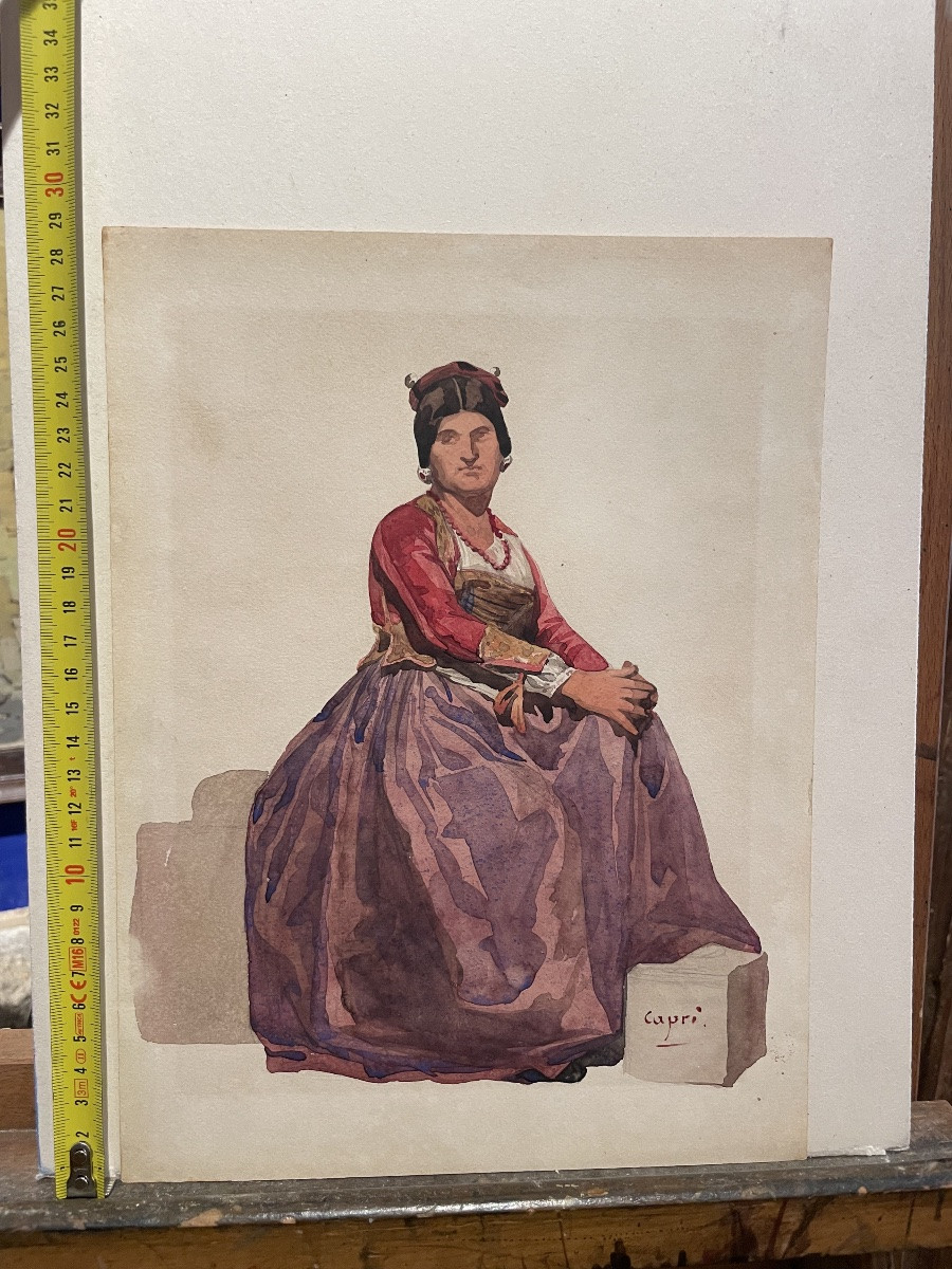 Donna di Capri, dalla serie “Costumi italiani”, XIX secolo. Acquerello.  Acquerello e matita -photo-6