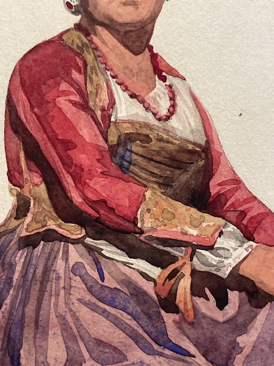 Donna di Capri, dalla serie “Costumi italiani”, XIX secolo. Acquerello.  Acquerello e matita -photo-7