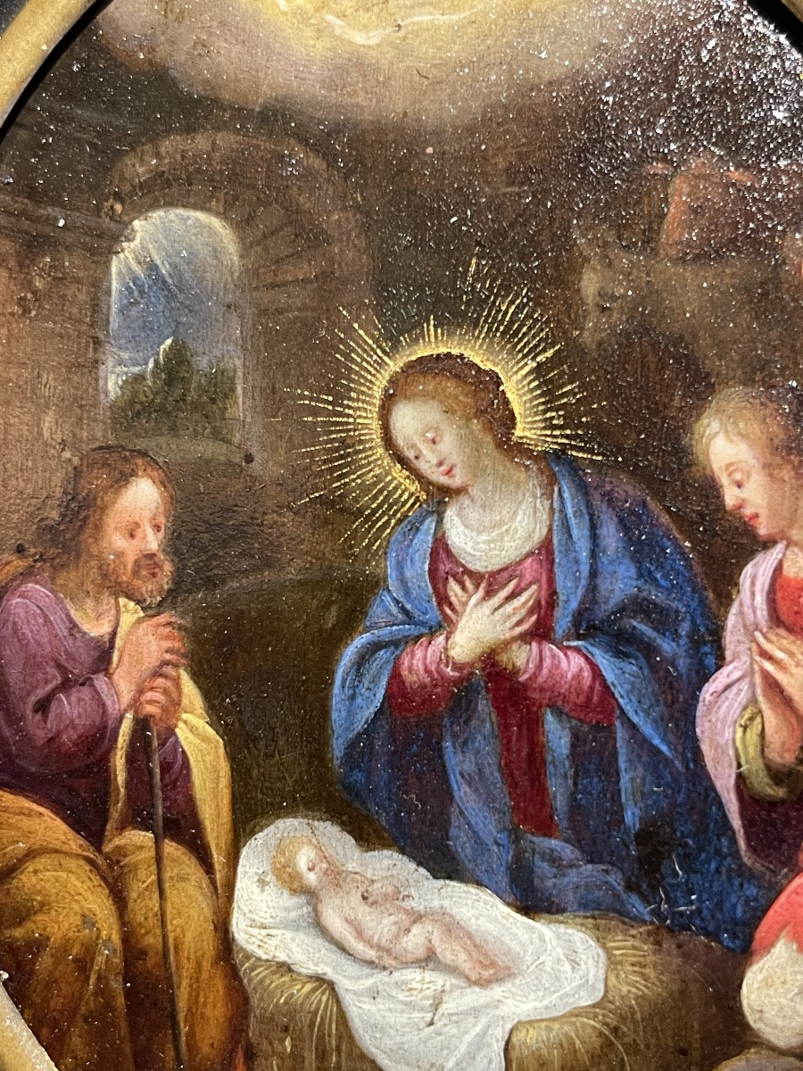 Adorazione dei pastori Scuola fiamminga, XVII secolo, Olio su rame-photo-4