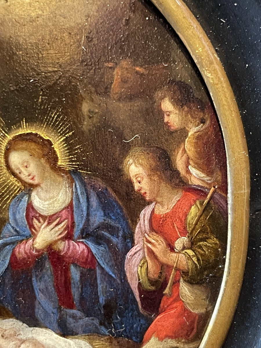 Adorazione dei pastori Scuola fiamminga, XVII secolo, Olio su rame-photo-5