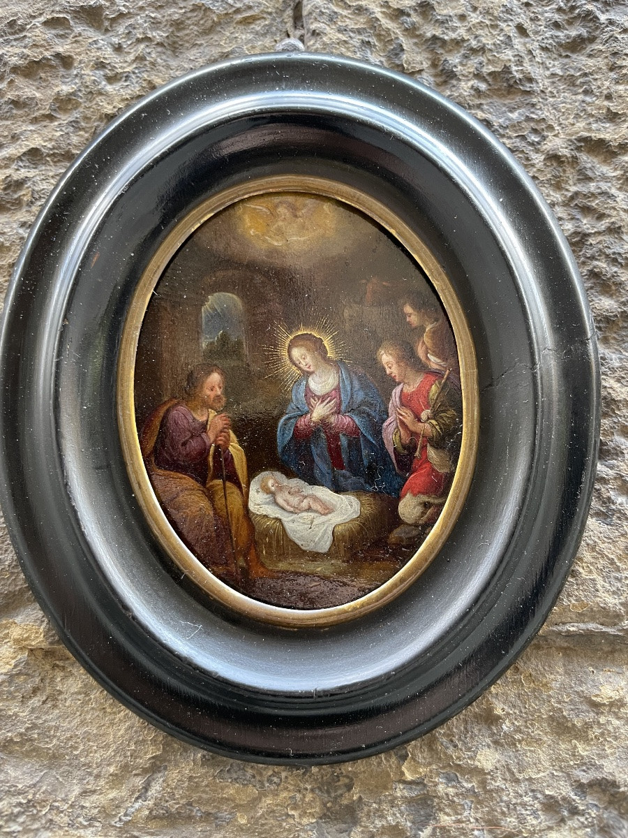 Adorazione dei pastori Scuola fiamminga, XVII secolo, Olio su rame-photo-7