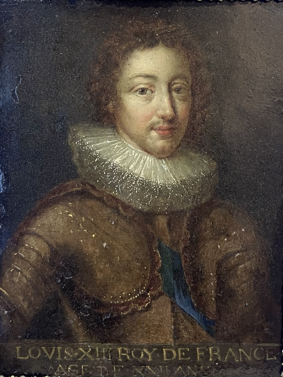 Ritratto di Louis XIII di Borbone, re di Francia, scuola franco-fiamminga, prima metà XVII sec