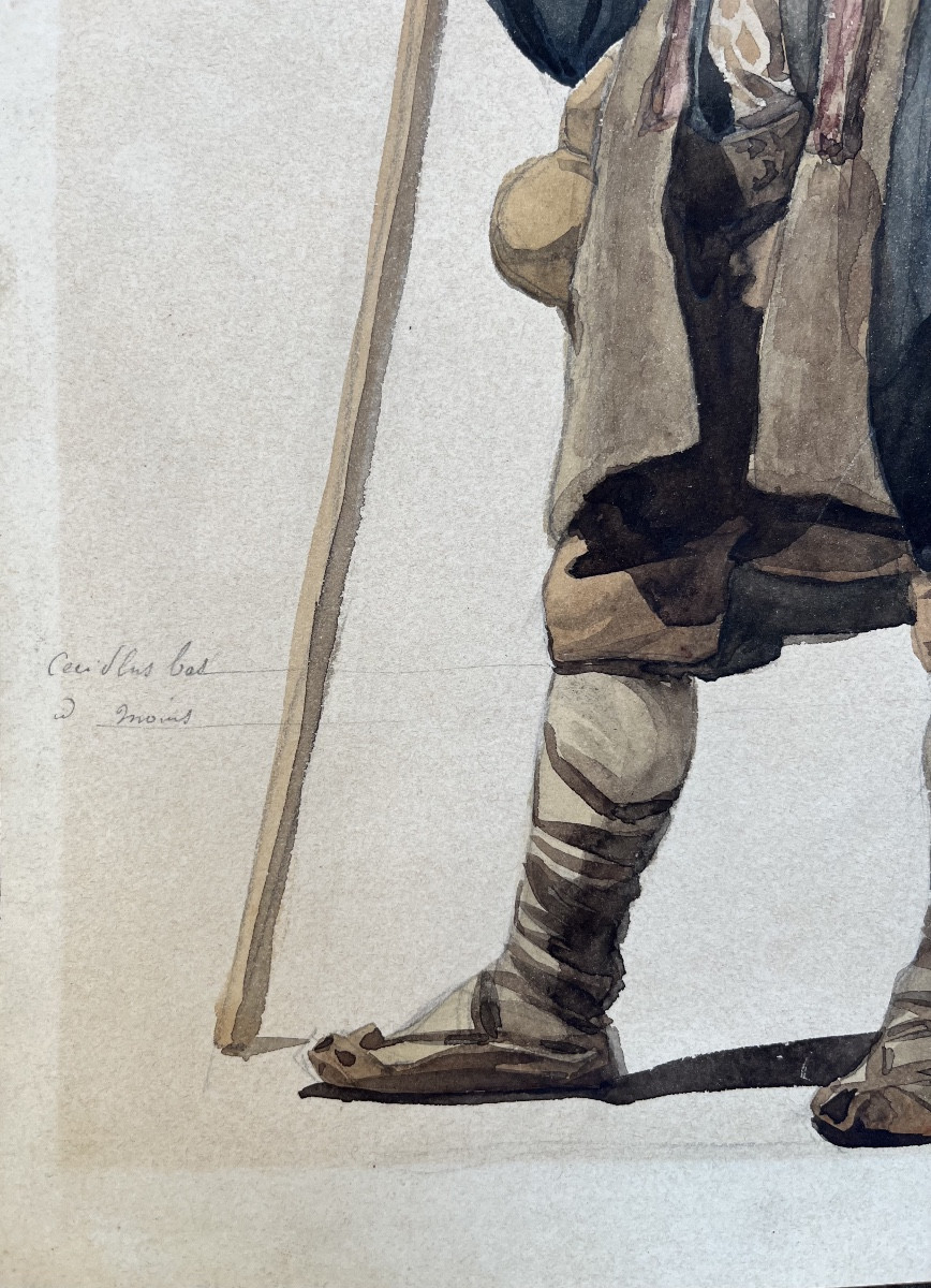 Contadino in costume ciociaro, Campagna romana, iscrizioni in francese, XIX secolo-photo-1