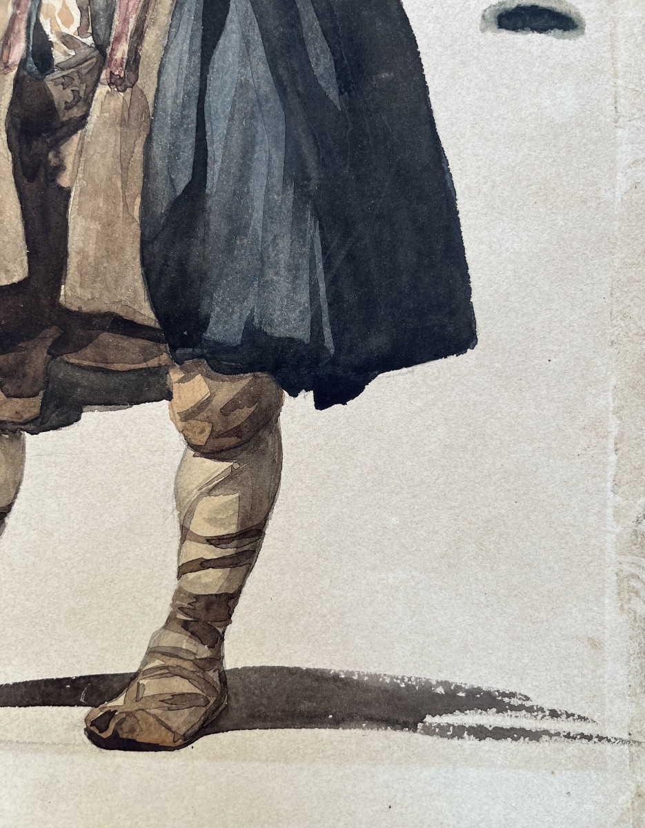 Contadino in costume ciociaro, Campagna romana, iscrizioni in francese, XIX secolo-photo-2