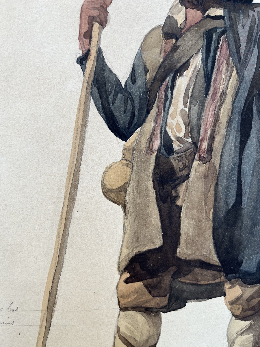 Contadino in costume ciociaro, Campagna romana, iscrizioni in francese, XIX secolo-photo-7