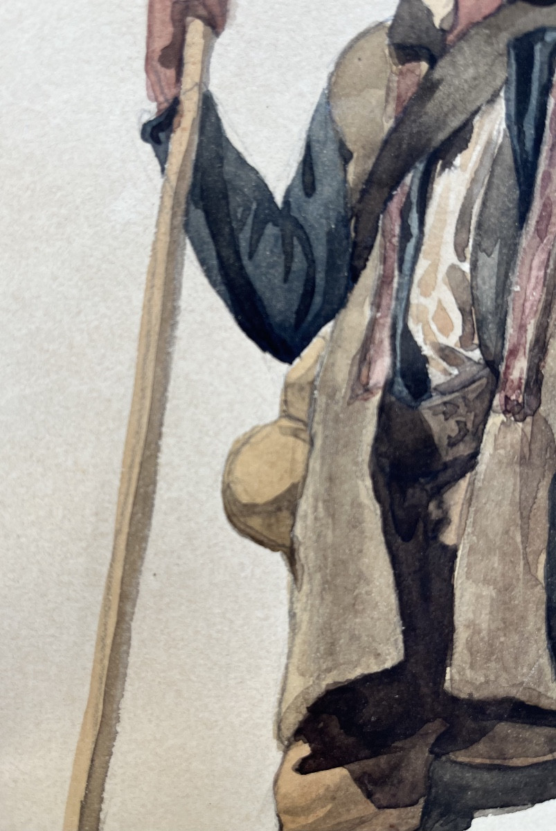 Contadino in costume ciociaro, Campagna romana, iscrizioni in francese, XIX secolo-photo-8