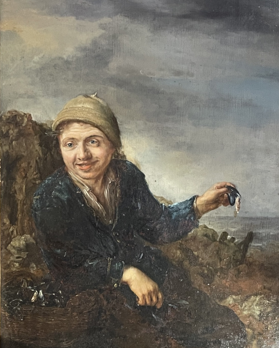 Mangiatore di cozze, scuola olandese XVII secolo, entourage di Frans Hals il Giovane 