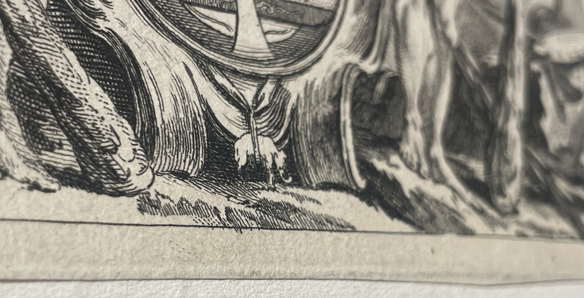 Stemma reale di Danimarca con Ordine dell’Elefante, incisione XVII secolo -photo-1