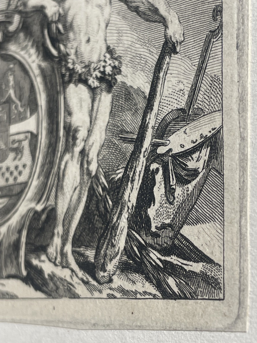 Stemma reale di Danimarca con Ordine dell’Elefante, incisione XVII secolo -photo-3