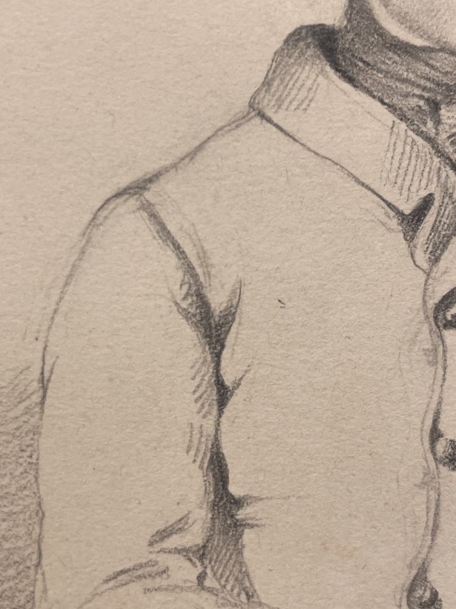 Ritratto giovane uomo cravatta a stock, disegno a grafite, Restaurazione XIX secolo -photo-4