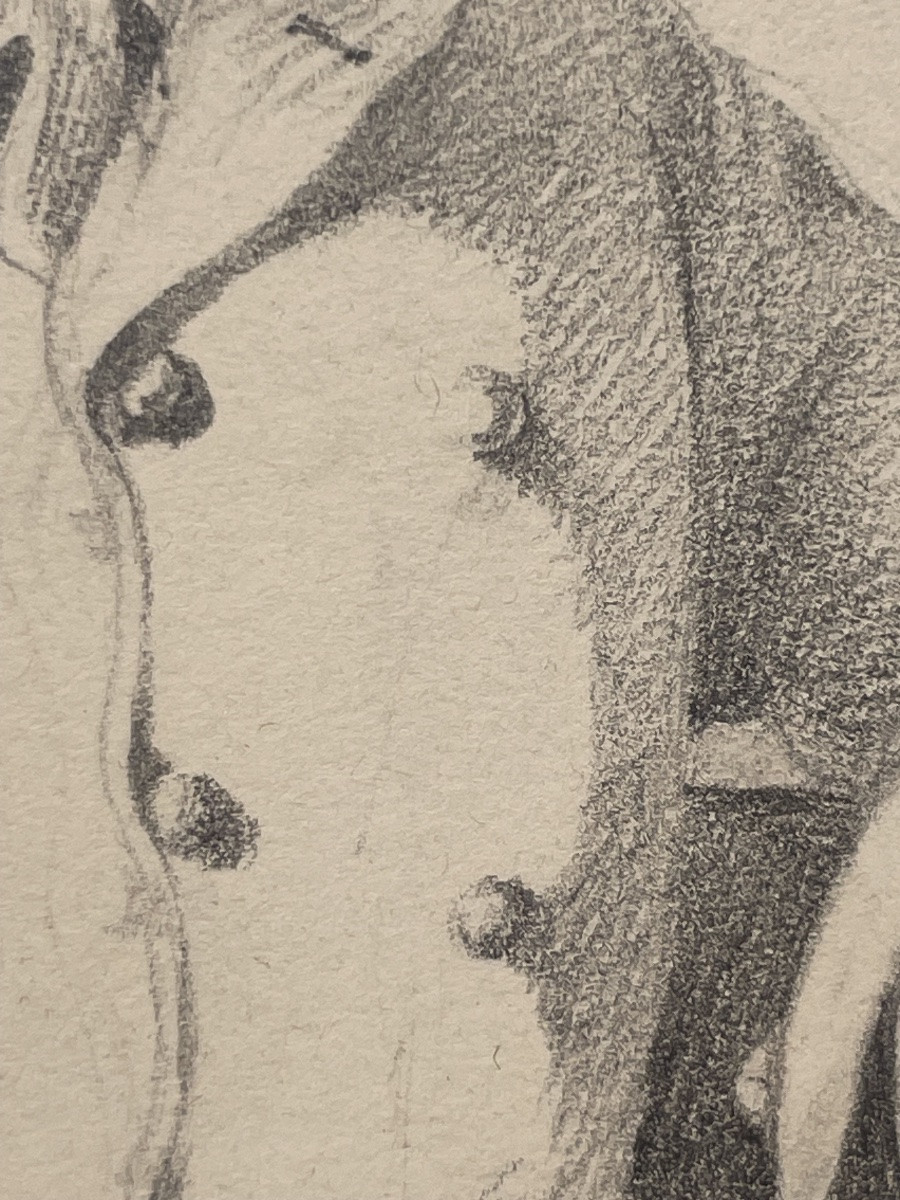 Ritratto giovane uomo cravatta a stock, disegno a grafite, Restaurazione XIX secolo -photo-3