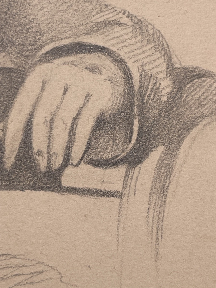 Ritratto giovane uomo cravatta a stock, disegno a grafite, Restaurazione XIX secolo -photo-7