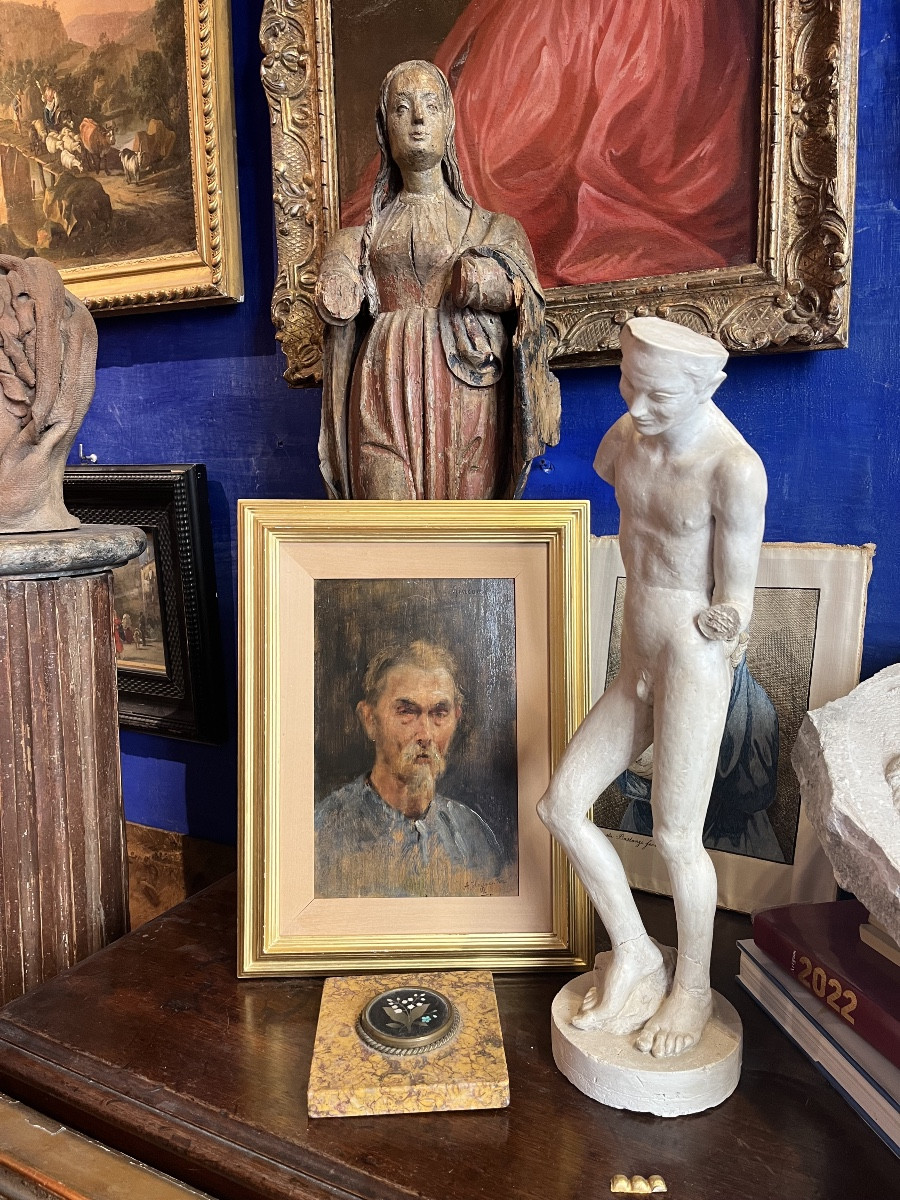 Alfonso Hollaender, Ritratto di uomo orientale “Giacomino”, firmato e datato 1878-photo-2